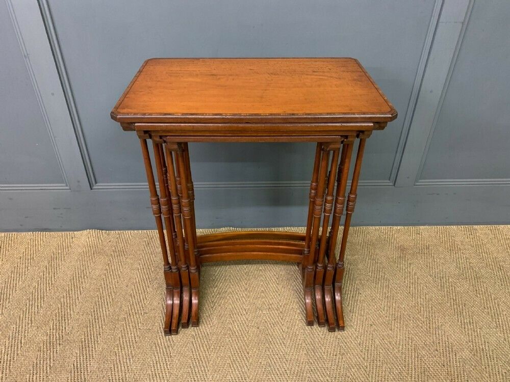 Inlaid Satinwood Nest Of 4 Tables photo furniture
