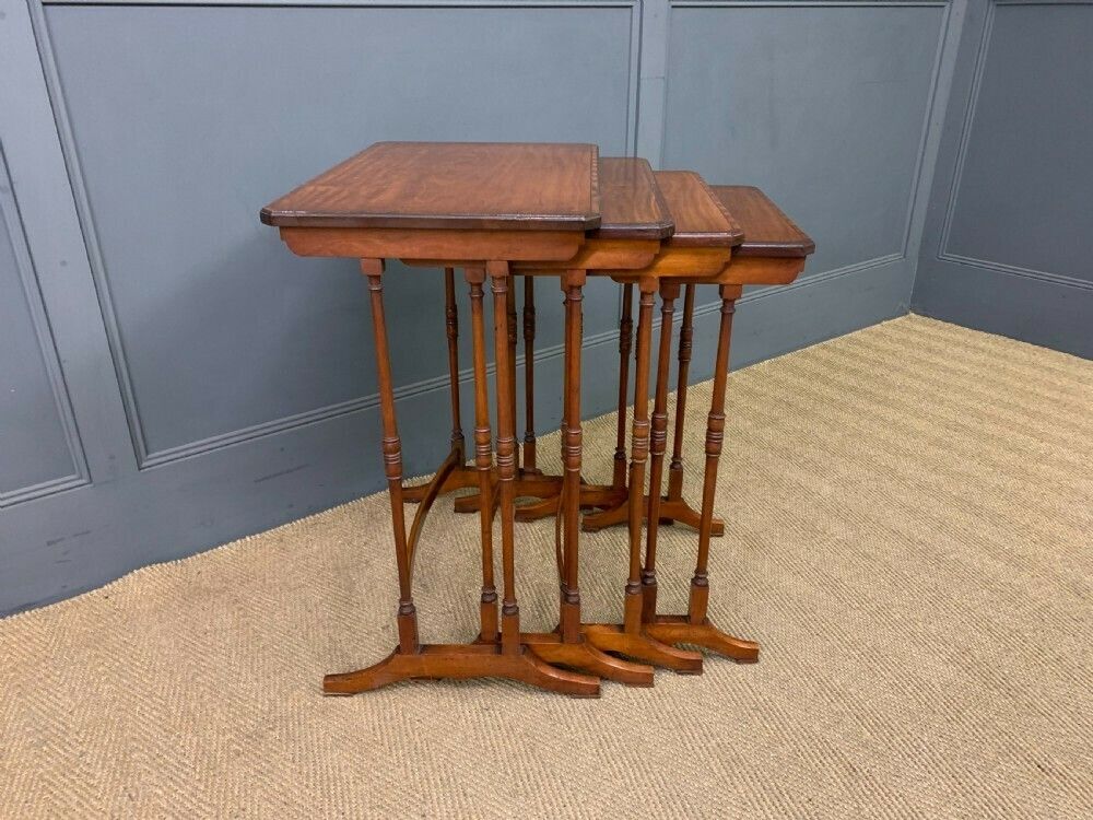 Furniture Inlaid Satinwood Nest Of 4 Tables photo