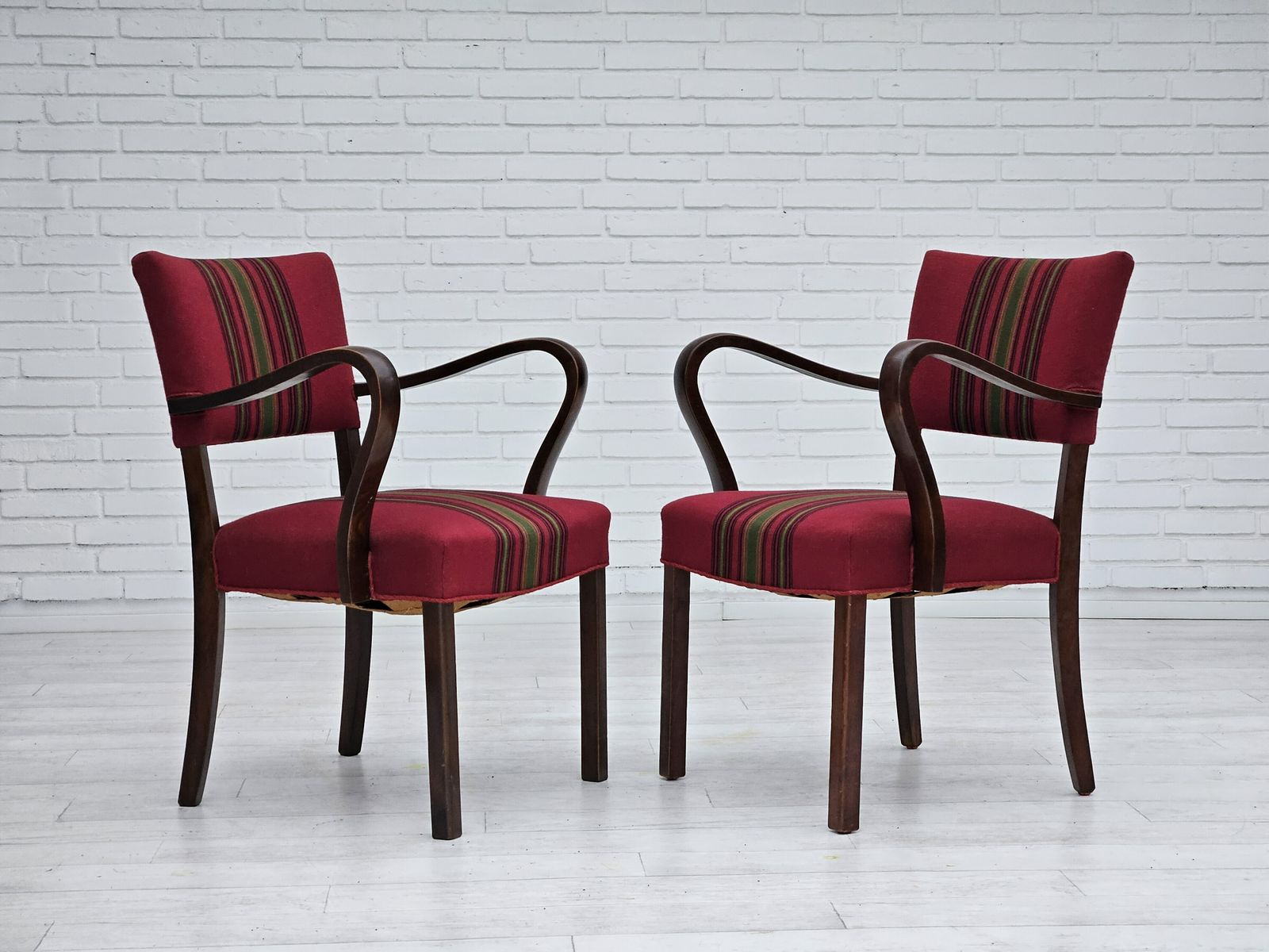 1950s, Pair Of Danish Armchairs, Riginal Very Good Condition, Ash Wood. photo Furniture