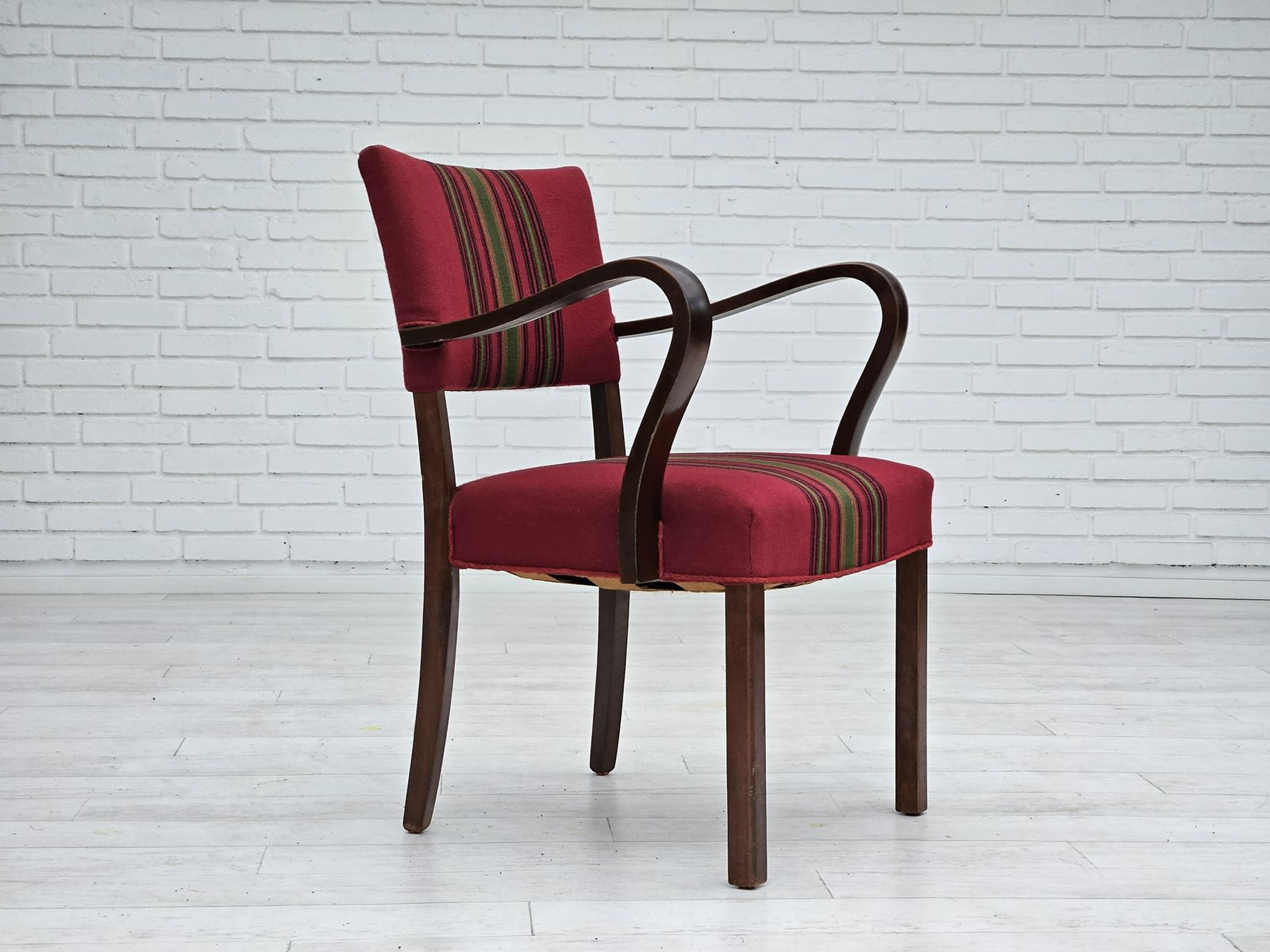 1950s, Pair Of Danish Armchairs, Riginal Very Good Condition, Ash Wood. photo 780.0