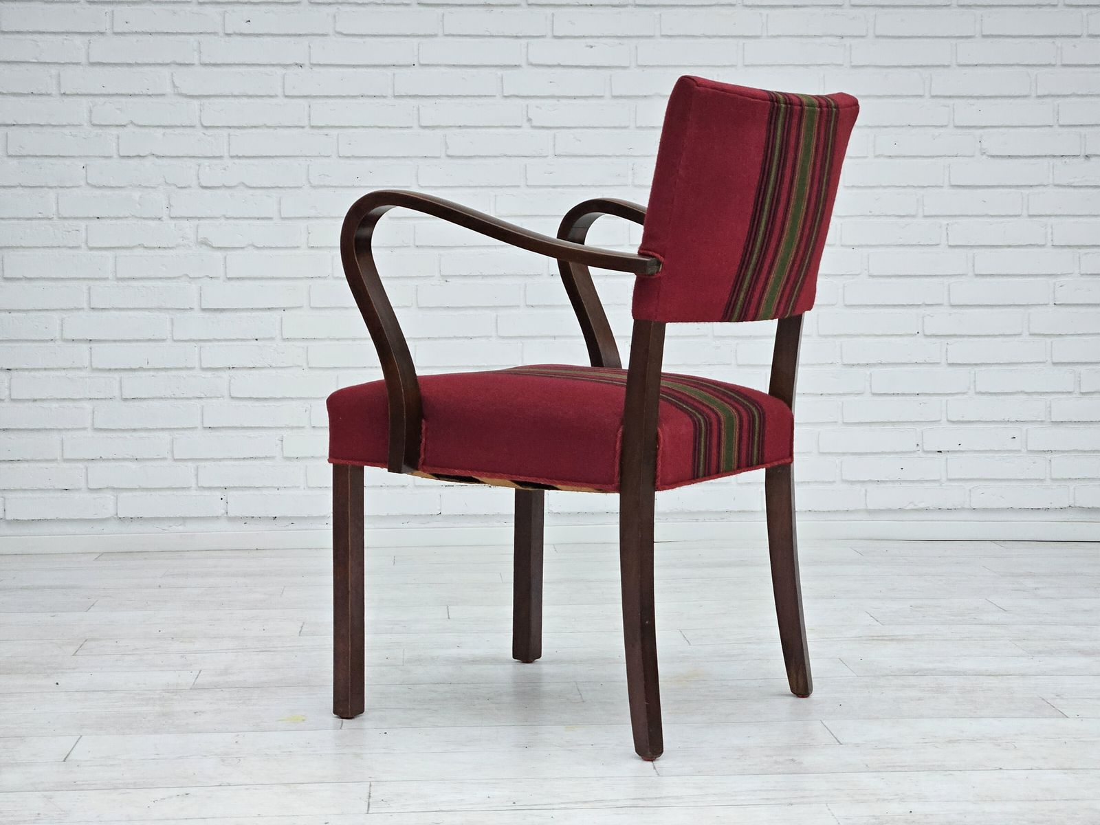 photo vinterior Ca. Jaren 1950, Paar Deense Fauteuils, Uitstekende Staat, Essenhout.