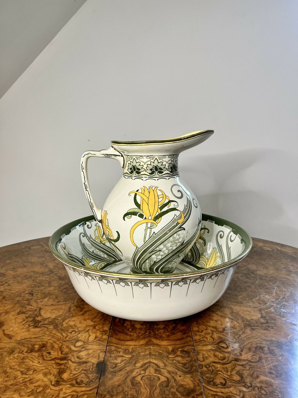Lovely Edwardian Royal Dolton Jug And Bowl Set photo furniture