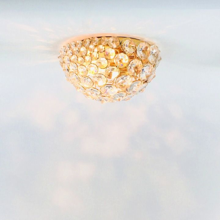 Crystal & Gilt Brass Flush Mount From Palwa, Germany, 1970s photo buy