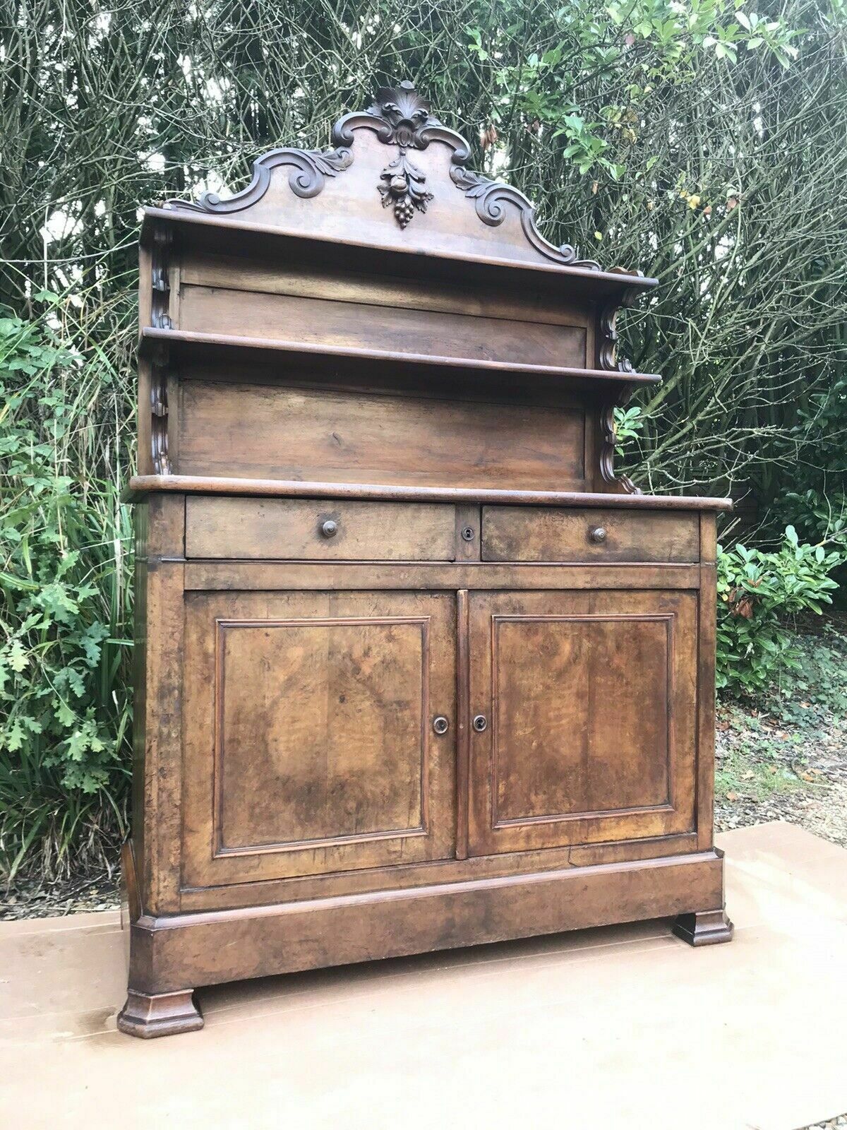 Antique Victorian Burle Walnut Veneer Chiffonier Dresser Server Buffet Sideboard photo for sale