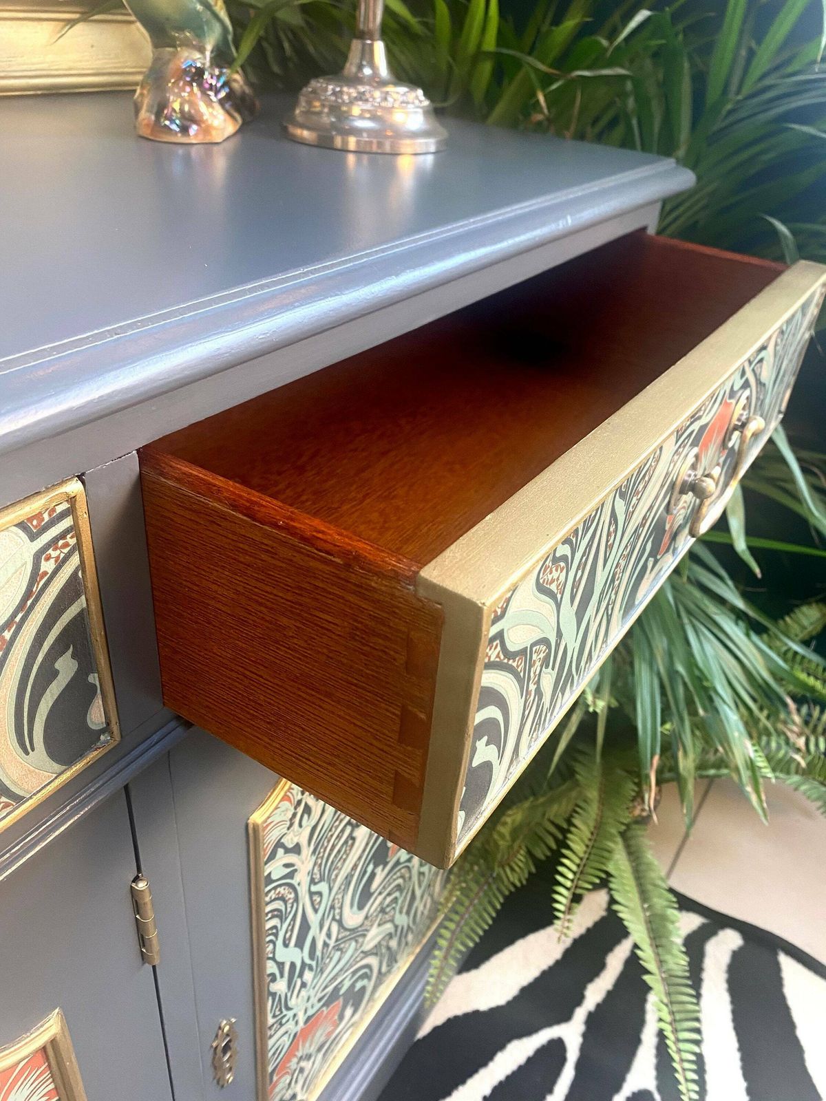 Upcycled Vintage Sideboard, Tv Unit , William Morris Print , Living Room, Dining Room Storage. photo vintage