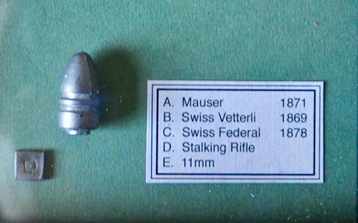 19th Century 11mm Rifle Cast Lead Bullets In Display Frame photo buy