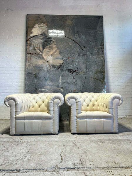 Fully Restored Matching Pair Of Chesterfield Club Chairs Finished In Our Hand Dyed Leathers photo buy