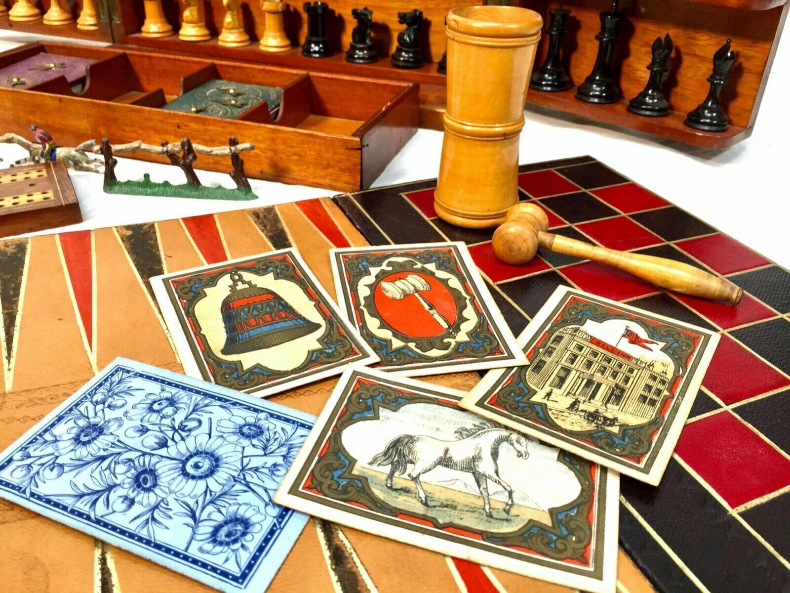 1895.0 Antique 19th Century Victorian Games Compendium Box / Wooden Cabinet C.1880 photo