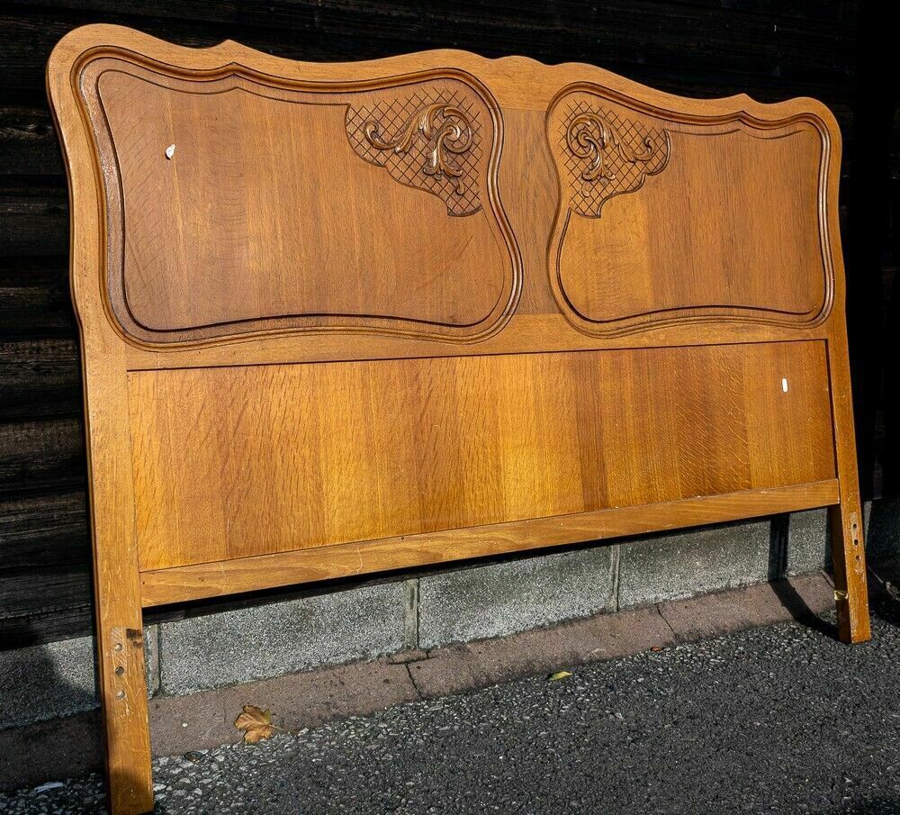French Louis XV Style Carved Honey Oak Double Bed Frame  W1 B147 photo vintage
