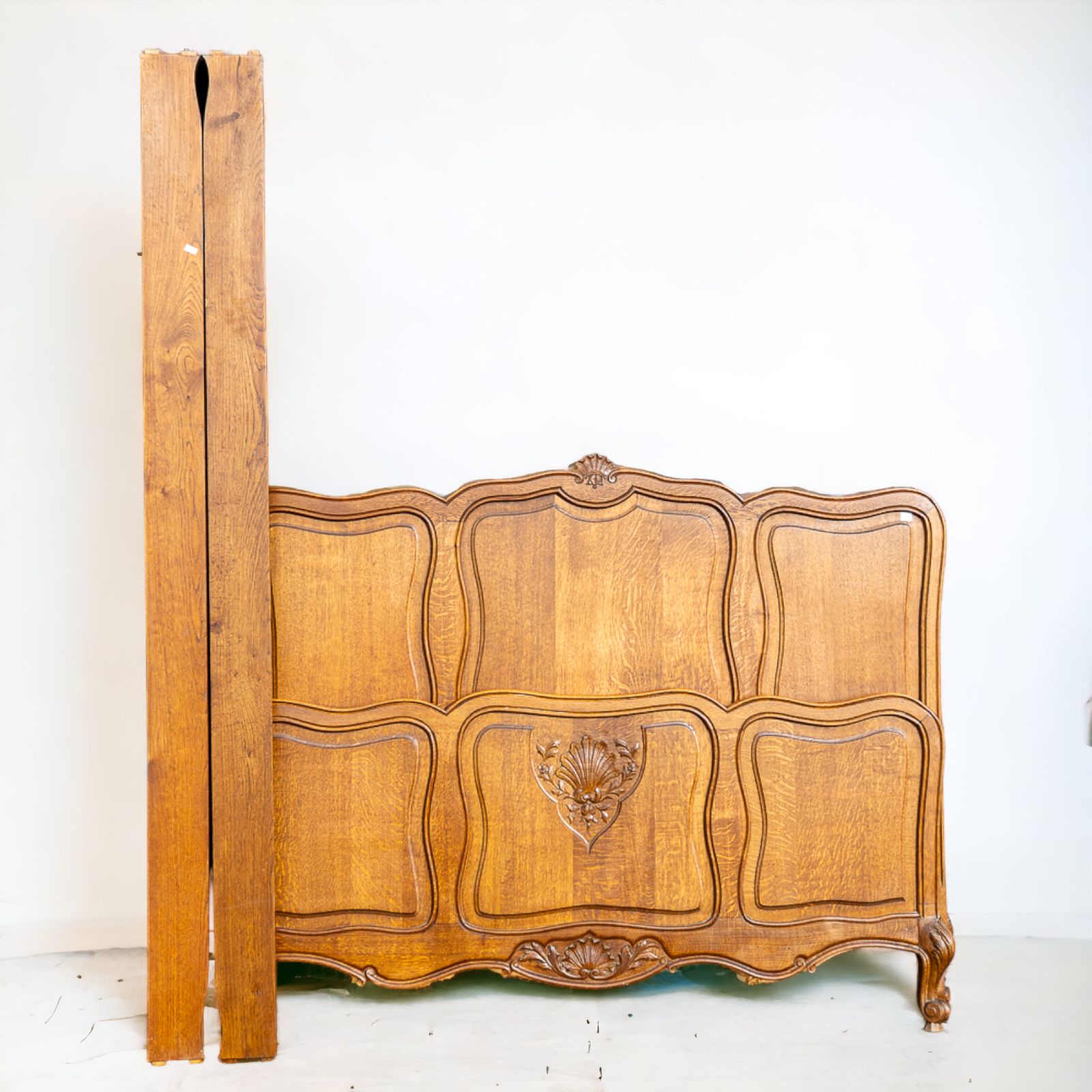 French Louis XV Style Carved Honey Oak Double Bed Frame  W1 B22