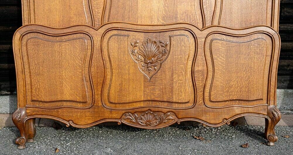 French Louis XV Style Carved Honey Oak Double Bed Frame  W1 B22 photo buy