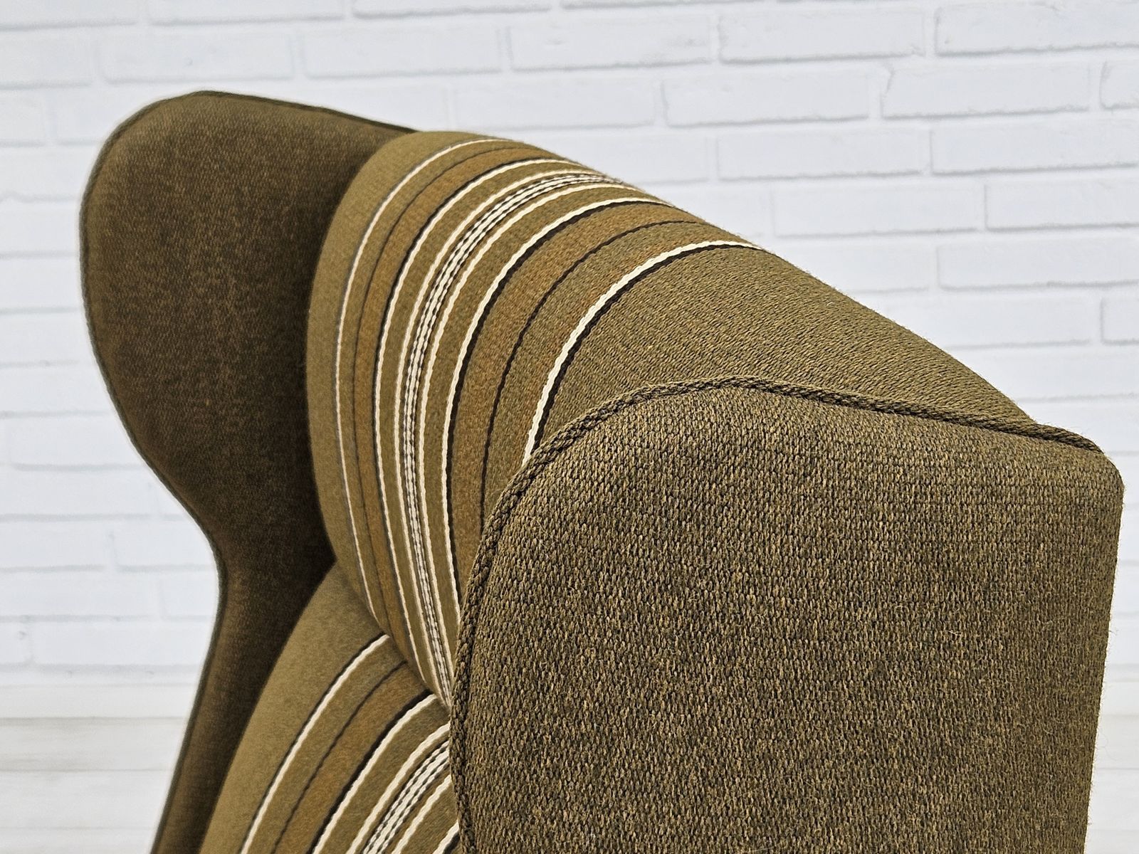 1970s, Danish Wingback Chair, Original Upholstery, Green Furniture Wool. photo buy