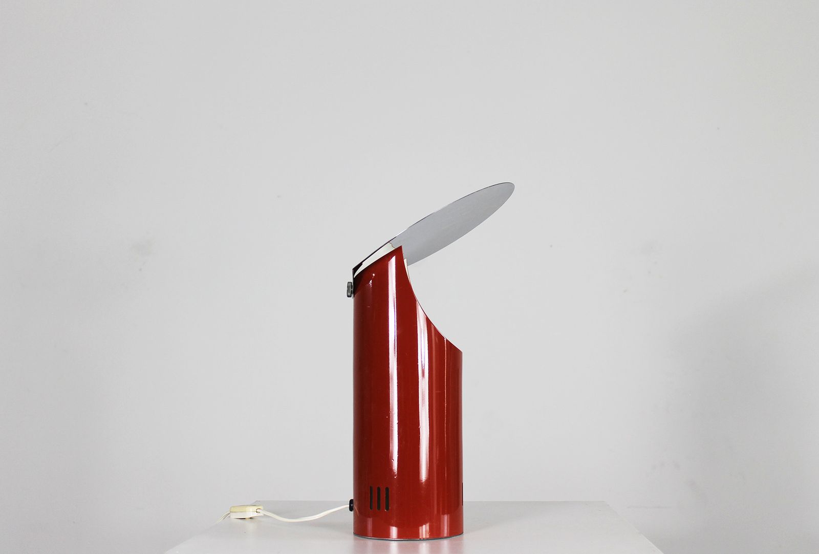 Table Lamp In Red Lacquered Stainless Steel By Studio Set 1970s Italy photo furniture