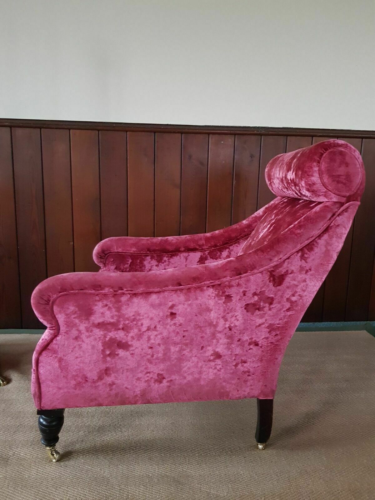 A Stunning Late 19th Century Armchair Reupholstered In Velvet Cloth photo furniture