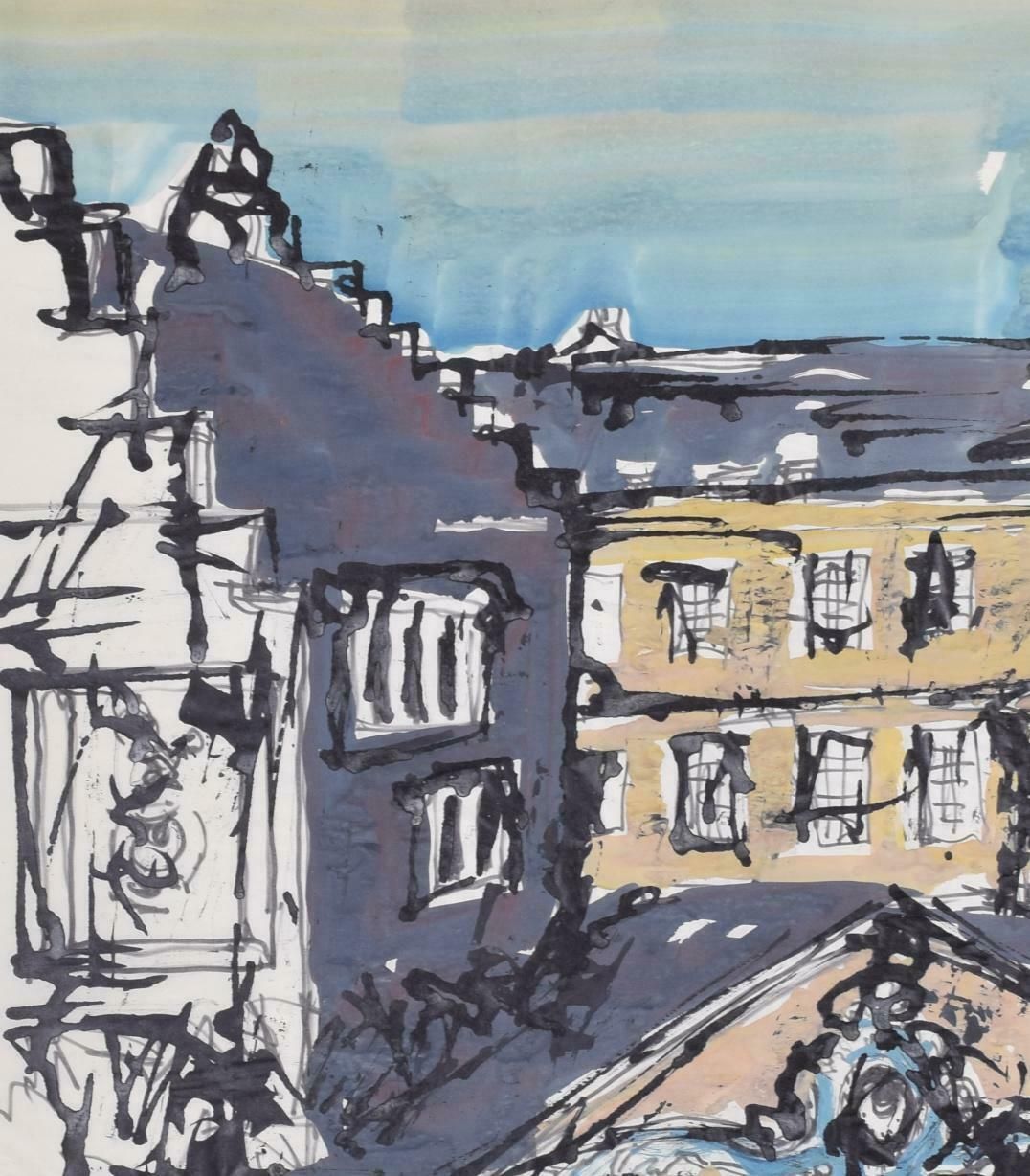 Margaret Souttar Trinity Hall, Cambridge II Painting By Margaret Souttar 1960s photo for sale