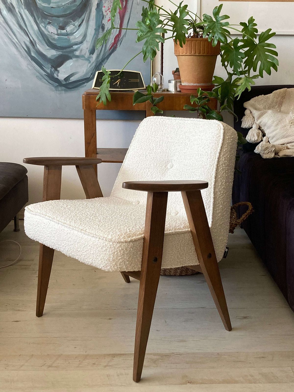 Original Polish Mid Century 366 Chair Designed In 1962 By J. Chierowski. Boucle Fabric. Personalization photo for sale