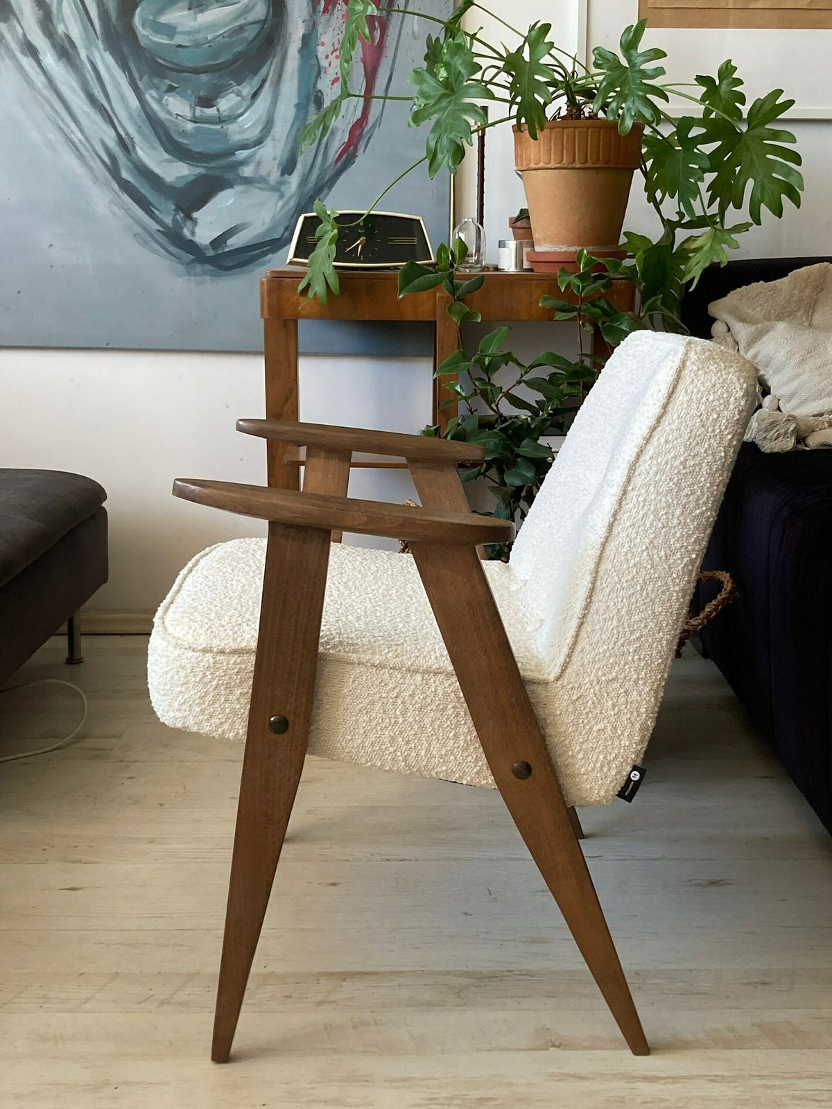 Original Polish Mid Century 366 Chair Designed In 1962 By J. Chierowski. Boucle Fabric. Personalization photo vinterior
