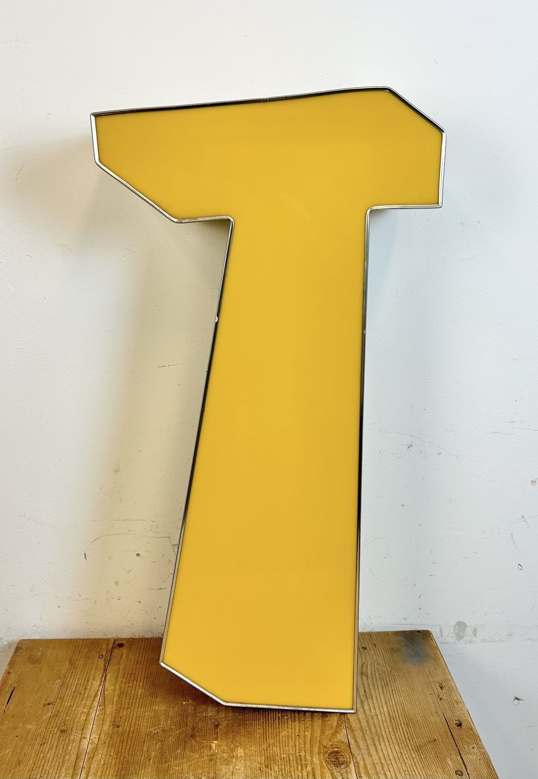 Large Vintage Yellow Illuminated Letter T , 1980s photo furniture