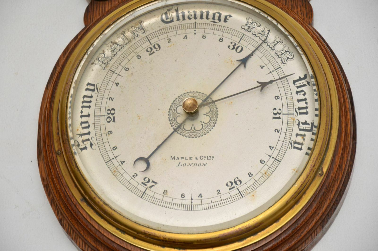 Antique Victorian Carved Oak Banjo Barometer By Maple & Co photo vintage