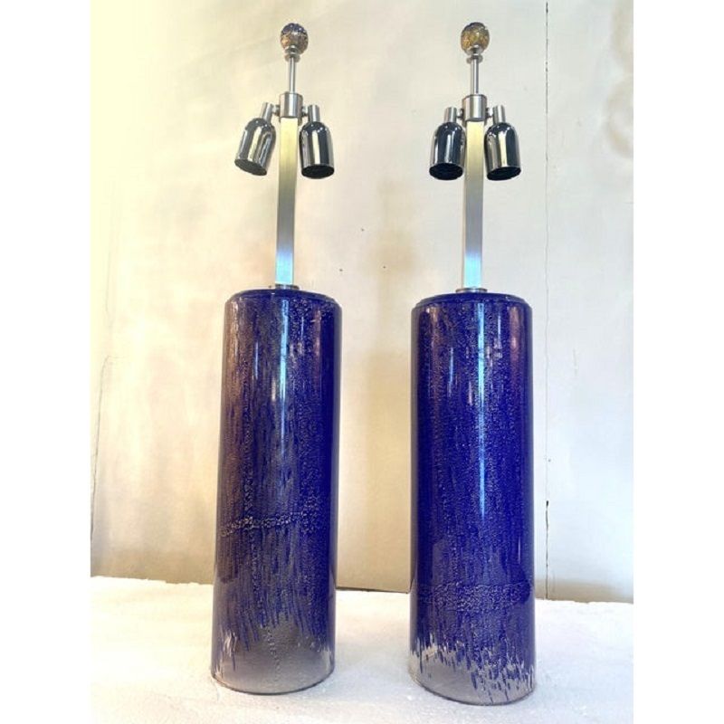 A Pair Of 2000s Blue And Gold Table Lamp photo furniture