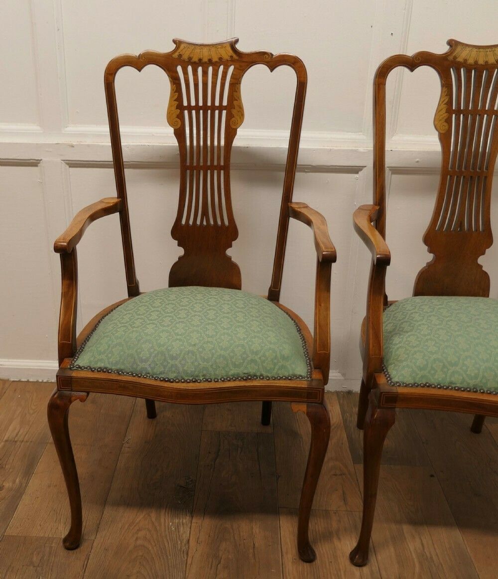 A Pair Of Elegant Edwardian Upholstered Arm Chairs photo furniture