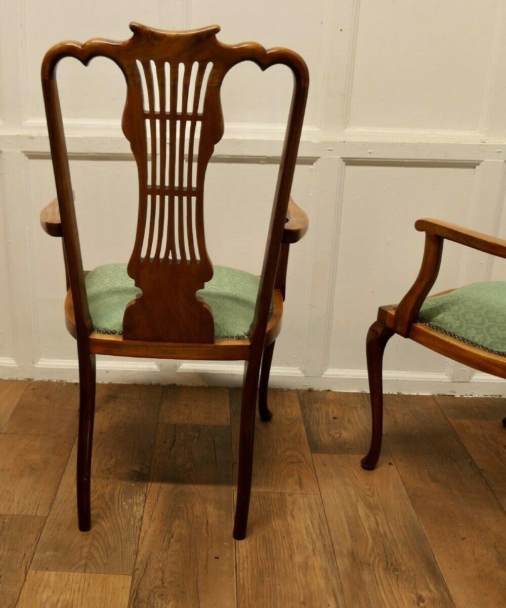 A Pair Of Elegant Edwardian Upholstered Arm Chairs photo buy
