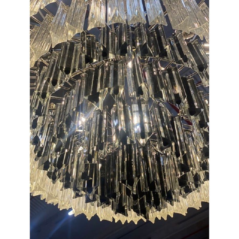 12800.0 Contemporary Transparent And Black "Triedro" Murano Glass Chandelier photo