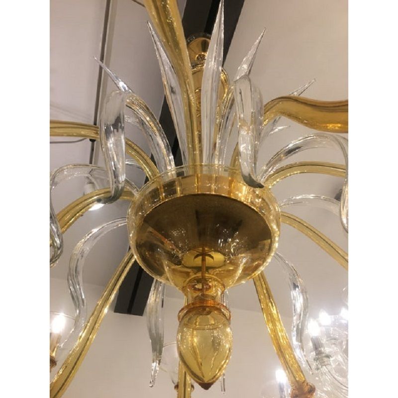 Contemporary Amber Murano Glass Chandelier photo for sale