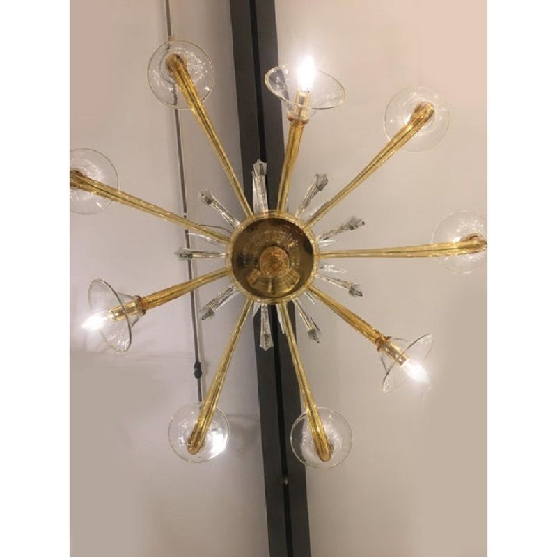 Contemporary Amber Murano Glass Chandelier photo Lighting