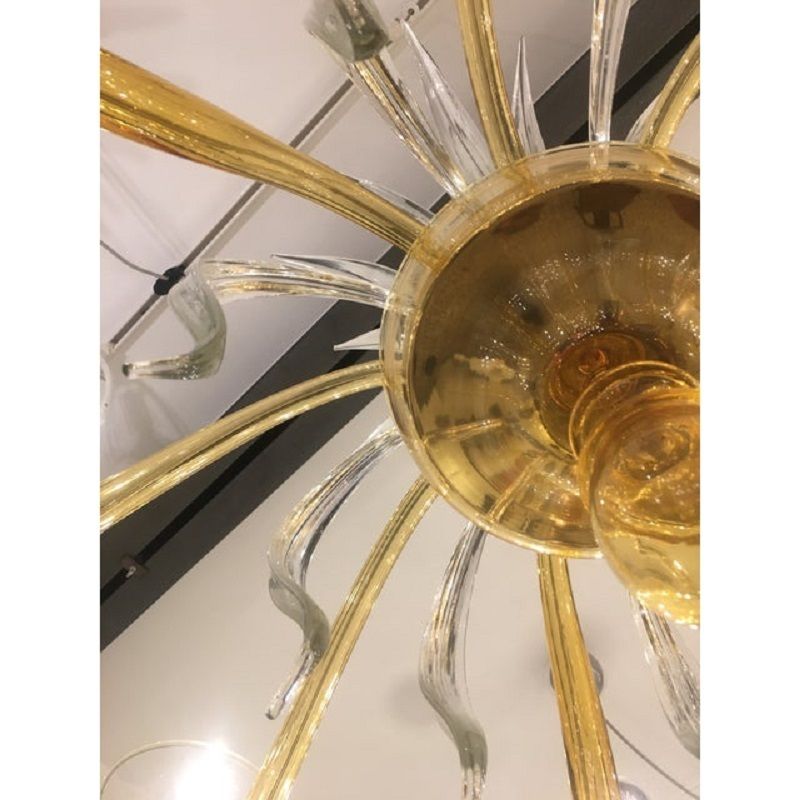 Contemporary Amber Murano Glass Chandelier photo vintage