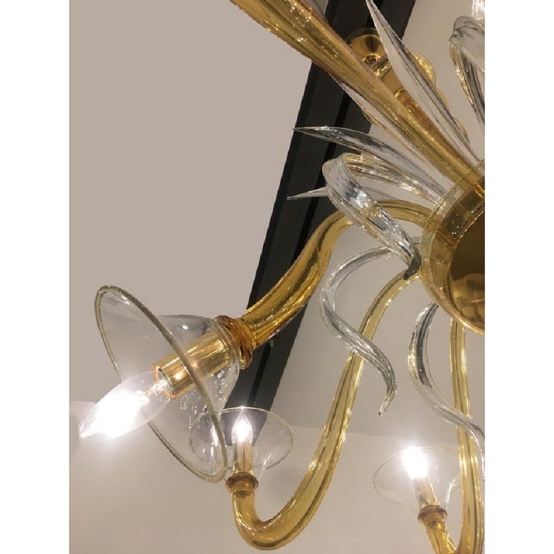 photo furniture Contemporary Amber Murano Glass Chandelier