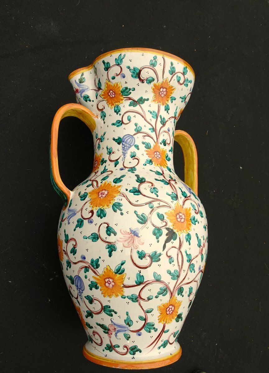 Italian Vase Majolica Ceramic From Proffessor Alfredo Santarelli, Perugia, Italy, 1950s photo vinterior