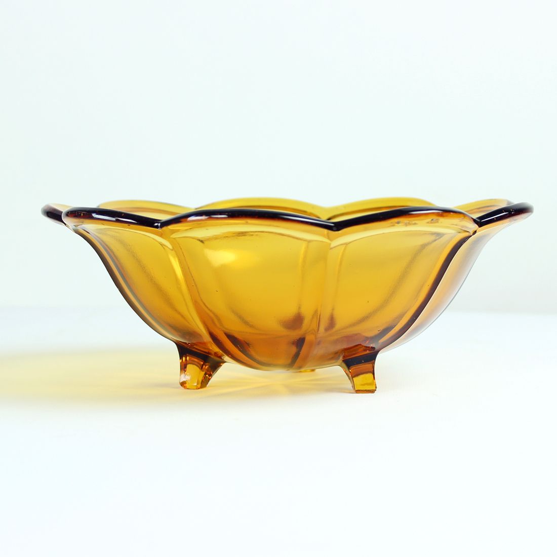 Mid Century Pressed Glass Bowl By Borske Sklo Union, Czechoslovakia 1960s
