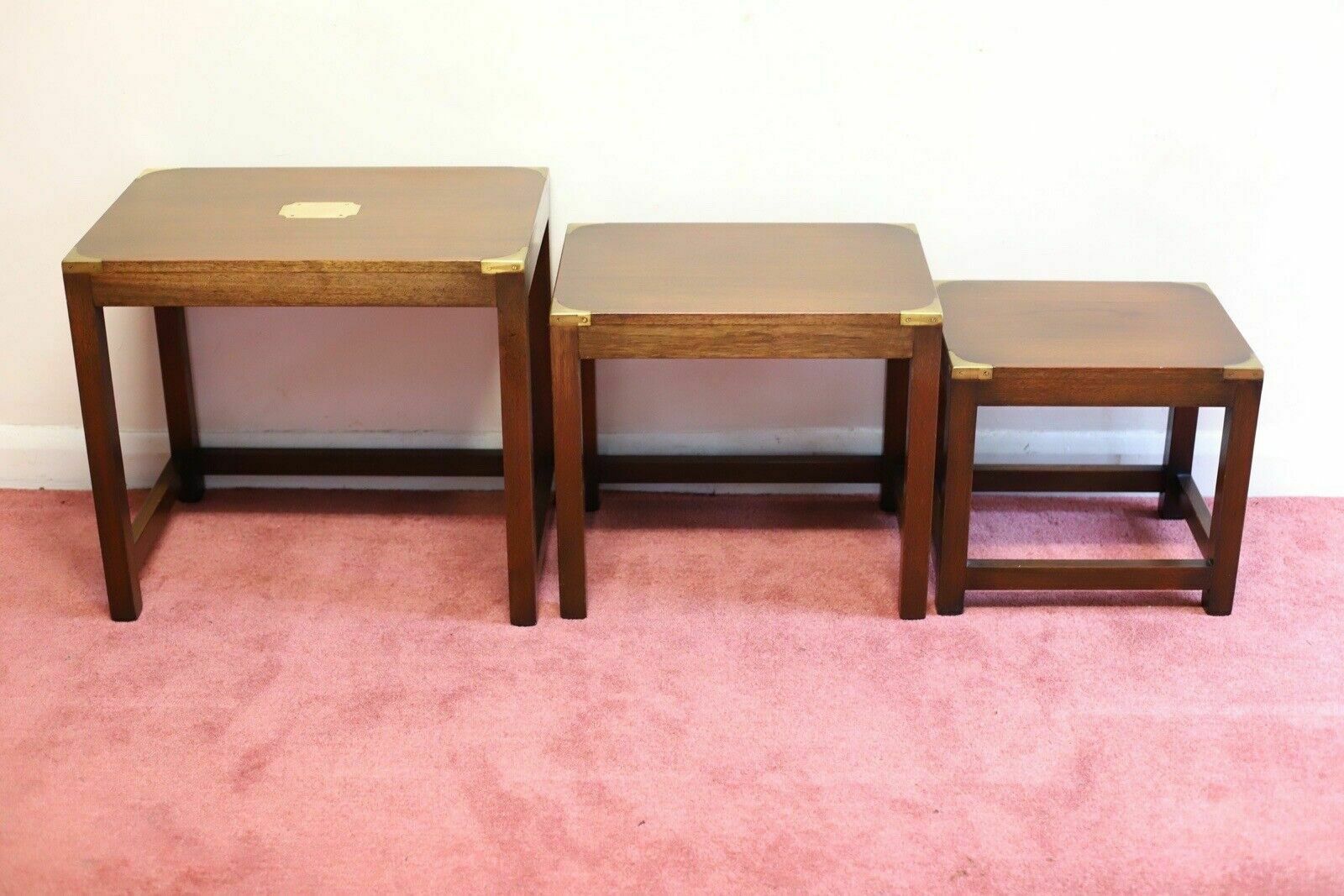 Furniture Military Campaign Style Nest Of Three Tables photo