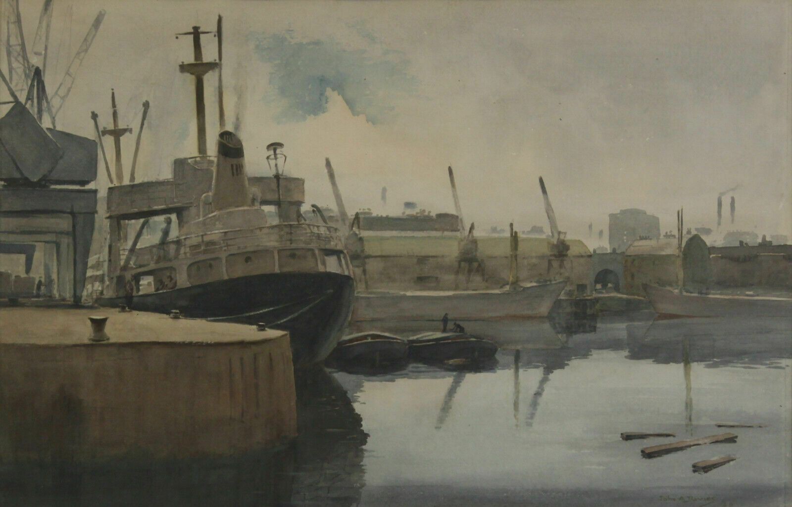 Watercolour By John A. Davies. Titled "At The End Of The Day". photo furniture