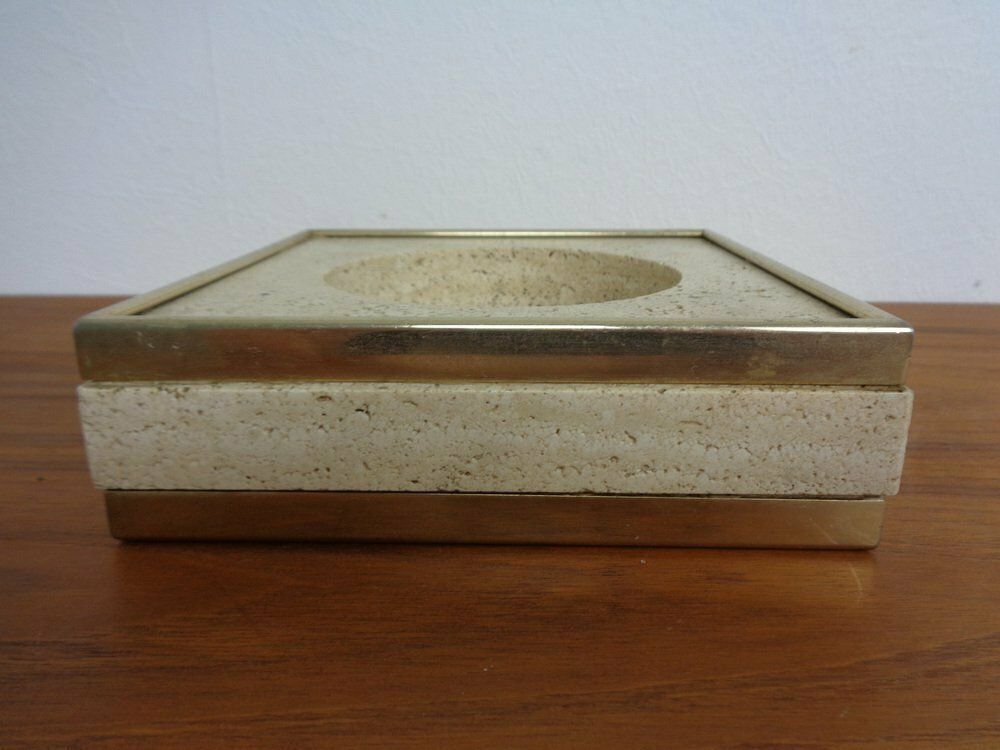 Travertin & Brass Ashtray By Fratelli Mannelli, Italy, 1970s photo furniture