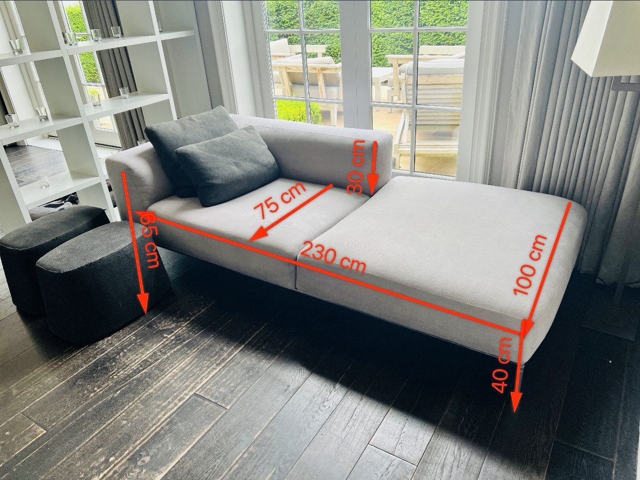 B&B Italia Michel Effe Chaise Longue Sofa In Pale Grey Fabric, Super Comfortable photo furniture