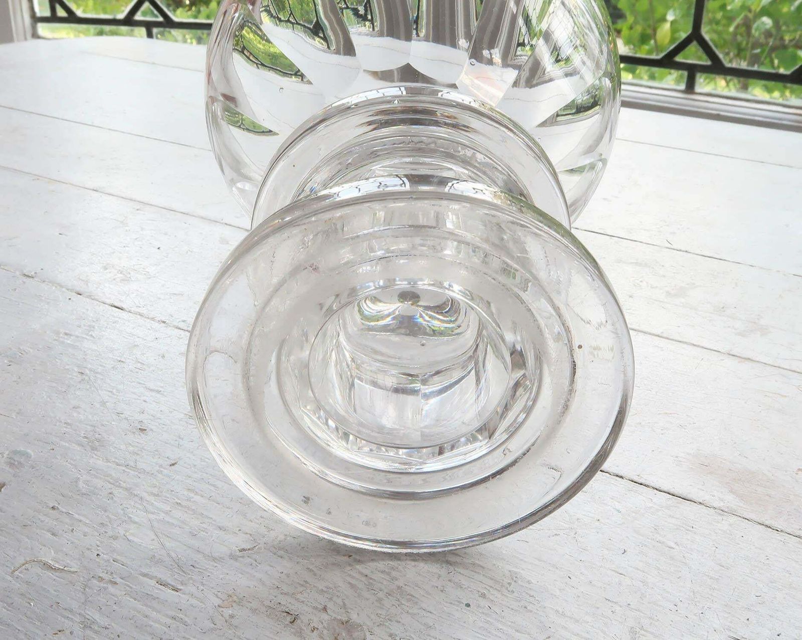 Large Antique Georgian Style Glass Pedestal Bowl, English, 19th Century photo 240.0