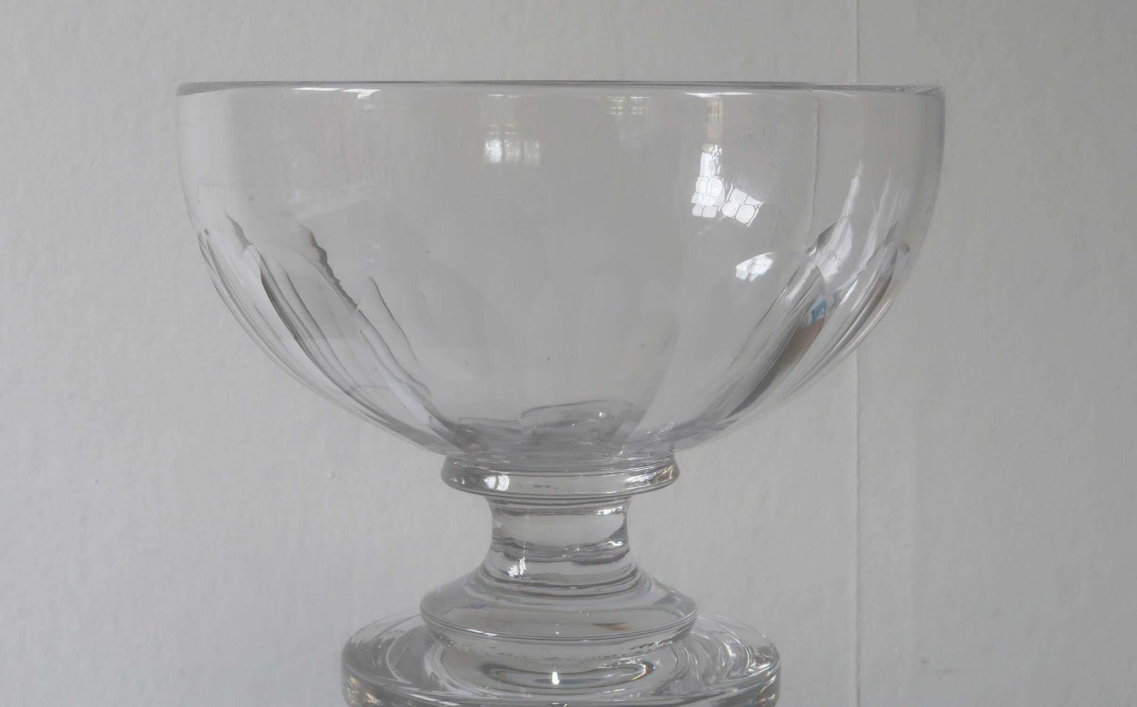 Large Antique Georgian Style Glass Pedestal Bowl, English, 19th Century photo buy