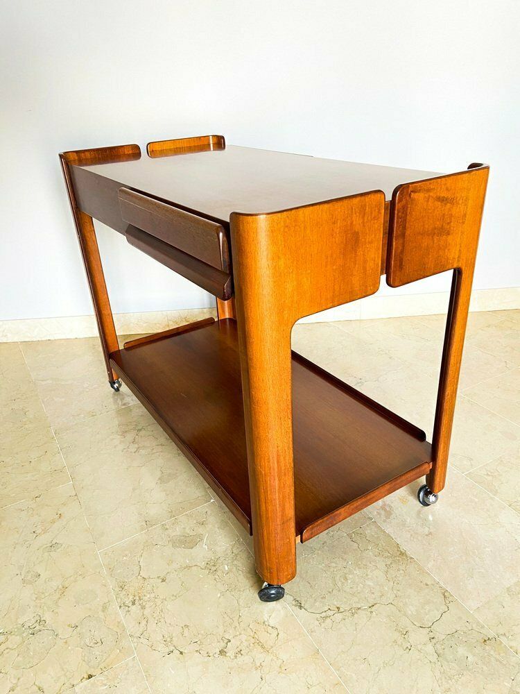 Furniture Vintage Italian Walnut Coffee Table With Two Drawers, 1970s photo