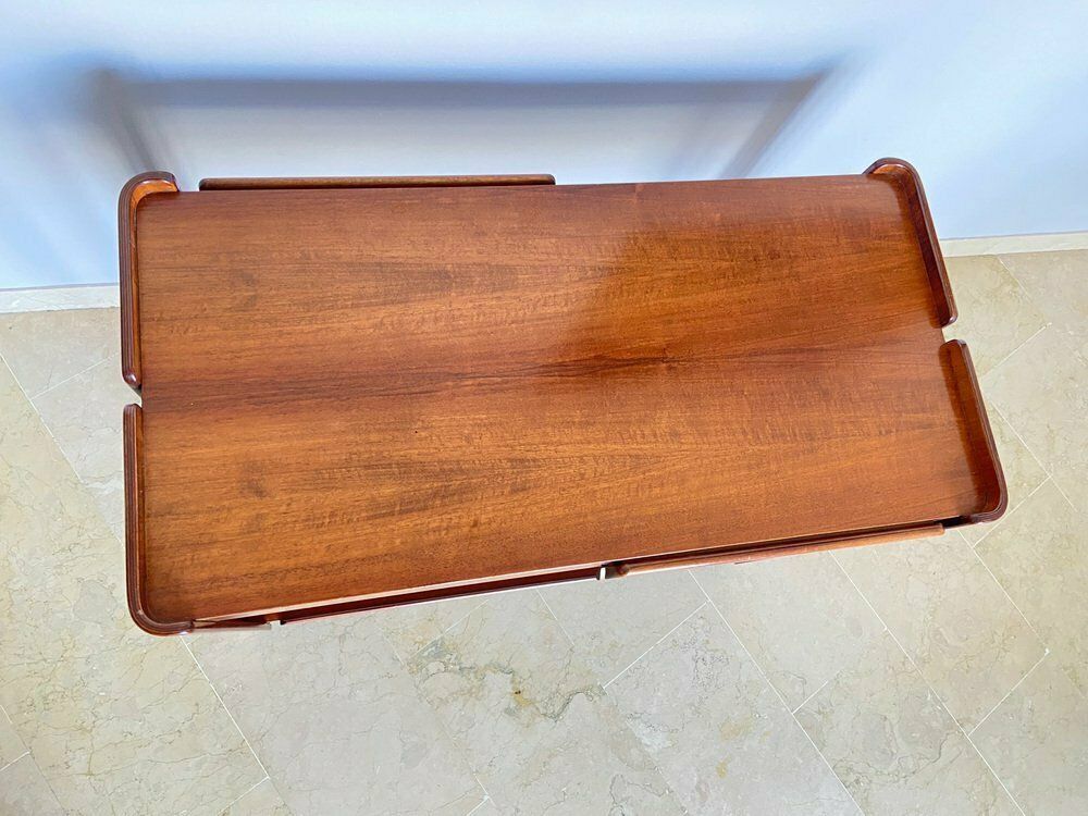 photo buy Vintage Italian Walnut Coffee Table With Two Drawers, 1970s