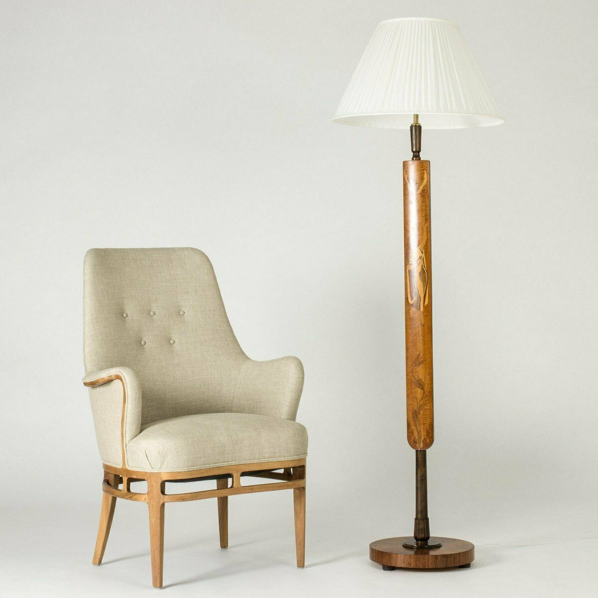Swedish Modern Floor Lamp From Mjölby Intarsia 1930s photo furniture