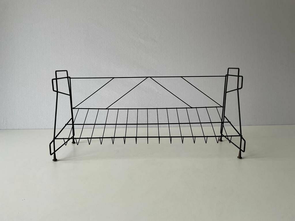 Italian Design Wire Structured Self Standing Shelf Unit With 3 Shelves And 1 Magazine Rack, 1960s, Italy photo vintage