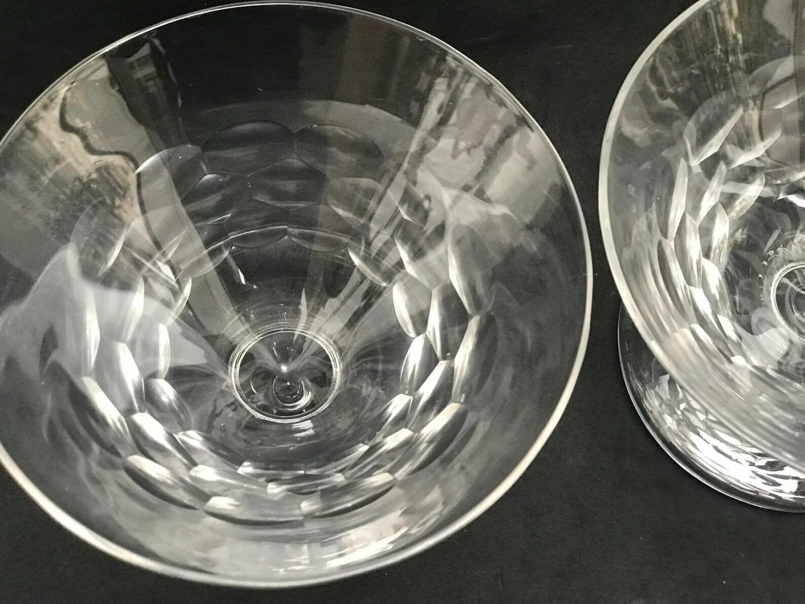Champagne Glasses Set 2 Crystal Val Saint Lambert Ecailles Cocktail Low Sherbet Coupes 1920s Art Deco Vintage Bar Cart Wedding Decor Gift photo vinterior
