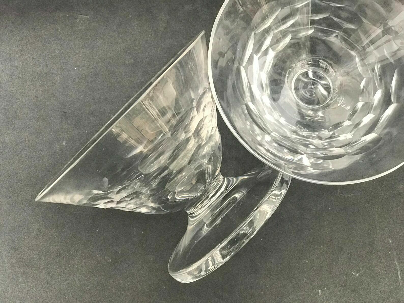 Champagne Glasses Set 2 Crystal Val Saint Lambert Ecailles Cocktail Low Sherbet Coupes 1920s Art Deco Vintage Bar Cart Wedding Decor Gift photo buy