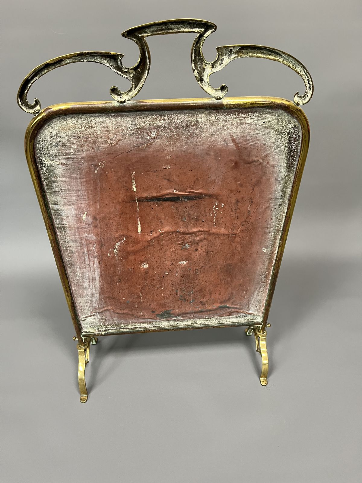 Art Nouveau Brass & Mirrored Glass Fire Screen photo vinterior
