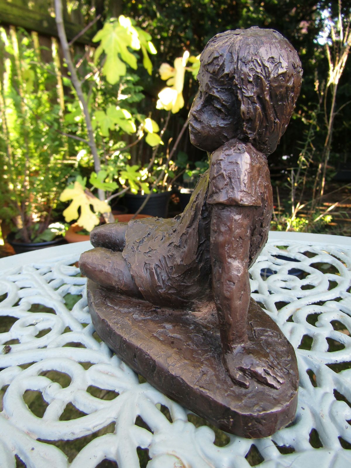 Bronzed Figure Of Girl Seated, Signed Kj For Kari Juva photo 75.0