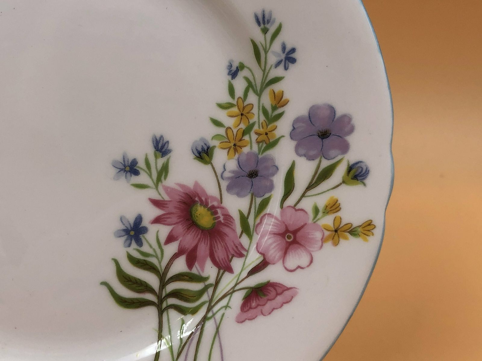 Shelley China Wild Flowers Regent Shape Tea Cup, Saucer And Side Plate Trio. 13668. C1935. photo vintage