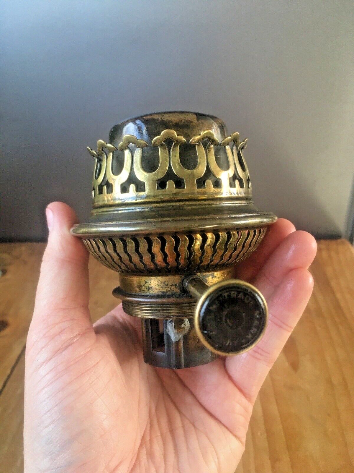 Antique Thermidor Improved Lampe Belge Floral Brass Oil Lamp Base Lantern Light photo 85.0