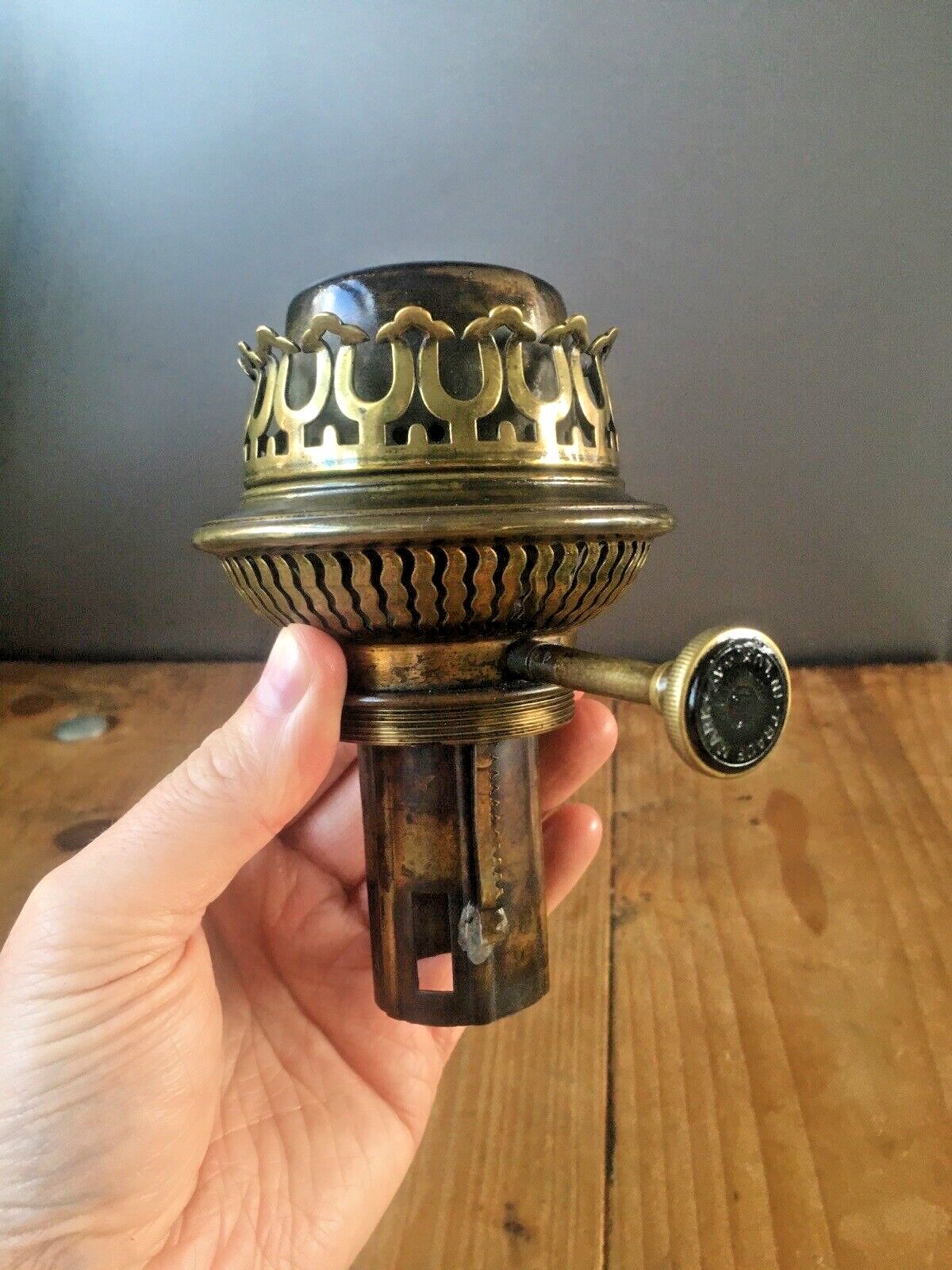 Antique Thermidor Improved Lampe Belge Floral Brass Oil Lamp Base Lantern Light photo vintage